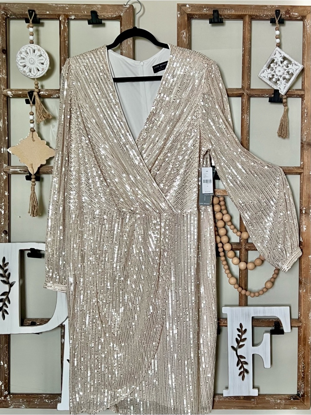 Lane Bryant Gold Sequin Wrap Dress